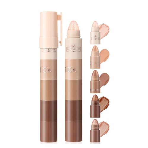 5-in-1-Matt-Lidschattenstift – cremefarbener Lidschattenstift, Highlighter-Stift für natürliche Augen, wasserfester Lidschattenstift (B) von Mounteps