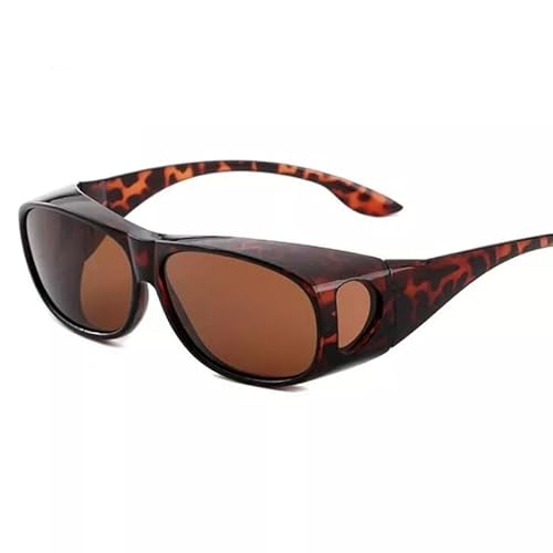 Constprog UV400 Polarisierte Sonnenbrille über Brille - Wrap Around Design, Unisex, voller UV-Schutz, leichter Rahmen, bruchsichere Gläser (Schwarz), braun von Mounteps