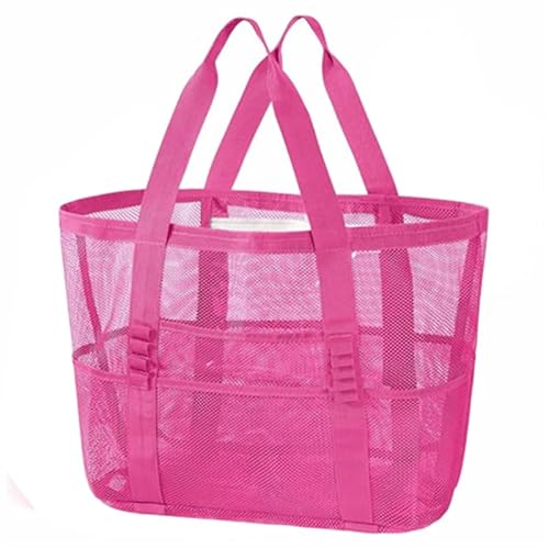 Große Strandtaschen Wasserdicht Sanddicht Mesh Beach Pool Travel Storage Tote Bag (Rosa) von Mounteps