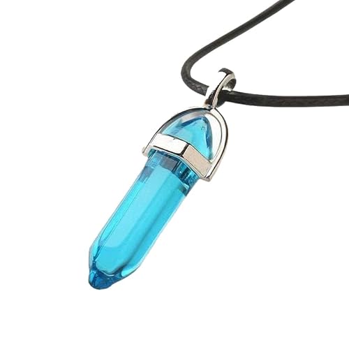 Mounteps Blauer Obsidian Kristall Anhänger Säule Klarheit Stein Calm Edelstein Halskette von Mounteps