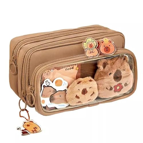 Mounteps Capybara Federmäppchen, große Kapazität, Capybara Schreibwaren, abnehmbare niedliche Federmäppchen, mehrschichtige Fächer, Federmäppchen, Kawaii-Federmäppchen mit Reißverschluss von Mounteps