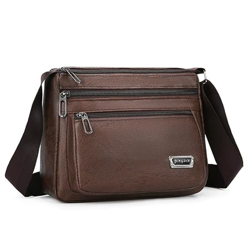 Mounteps Designer PU Leder Herren Umhängetasche Crossbody Messenger Bag Daypack Sling Pack (Braun) von Mounteps