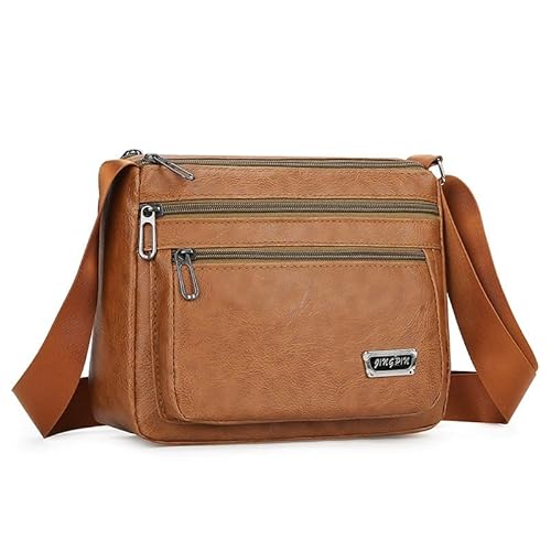 Mounteps Designer PU Leder Herren Umhängetasche Crossbody Messenger Bag Daypack Sling Pack (Khaki) von Mounteps