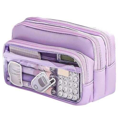 Mounteps Federmäppchen mit großer Kapazität – 4 Fächer mit Reißverschluss, ästhetischer Stift-/Bleistift-Organizer für Schüler, langlebiges großes Federmäppchen, violett, Modern von Mounteps