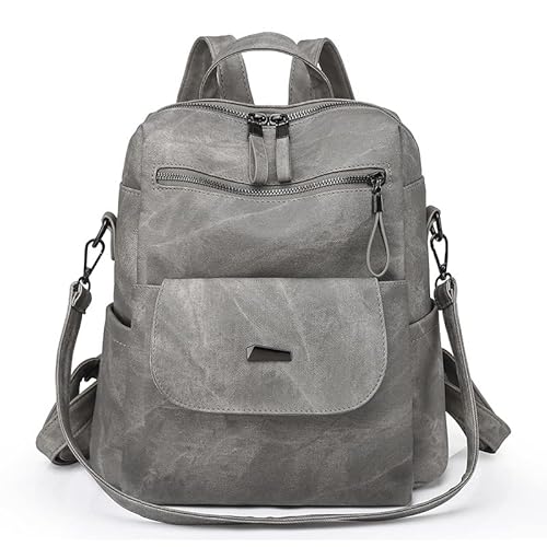Mounteps Frauen Rucksack Anti-Diebstahl Leichte PU Reise Umhängetasche Rucksack Wasserdicht (Grau) von Mounteps