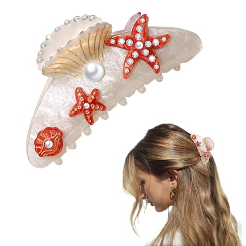 Muschel Haarspange, Acryl Muschel Krallen Clips, niedlich Ozean Strand Muschel Perle Kristall große Kralle Clip, Strand Haarschmuck, Sommer Muschel Zubehör Clips für Frauen und Mädchen von Mounteps