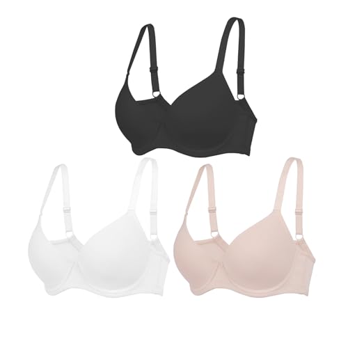 3er Pack BH Damen Mit BüGel T Shirt BHS Bequeme Klassische BHS FüR Damen Push Up UnterwäSche von Mourzaor
