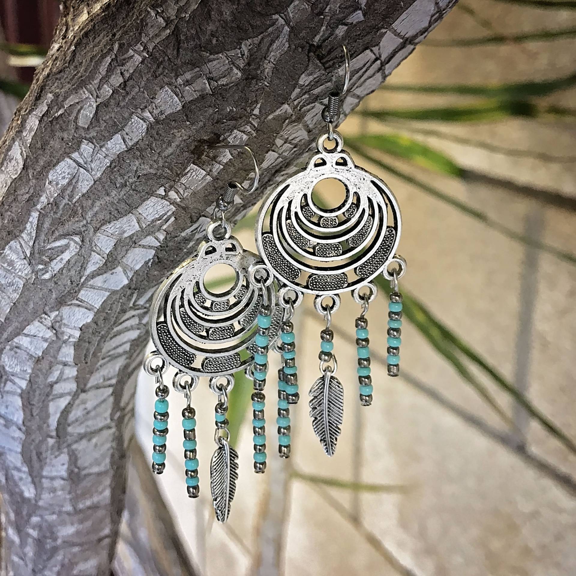 Traumfänger Perlen Ohrringe von MousaiArtCreations