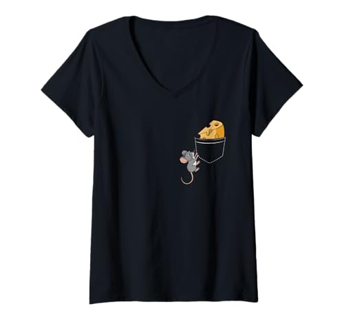 Damen Mäusekäse-Tasche T-Shirt mit V-Ausschnitt Damen Mäusekäse-Tasche T-Shirt mit V-Ausschnitt von Mouse Design