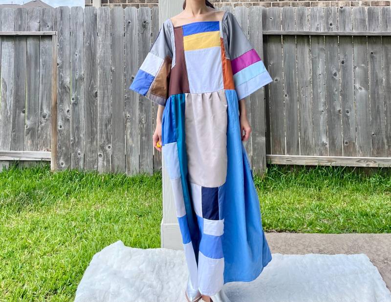 Gestepptes Patchwork Colorblock Kleid Sku 05233 von MouseDarlingCo