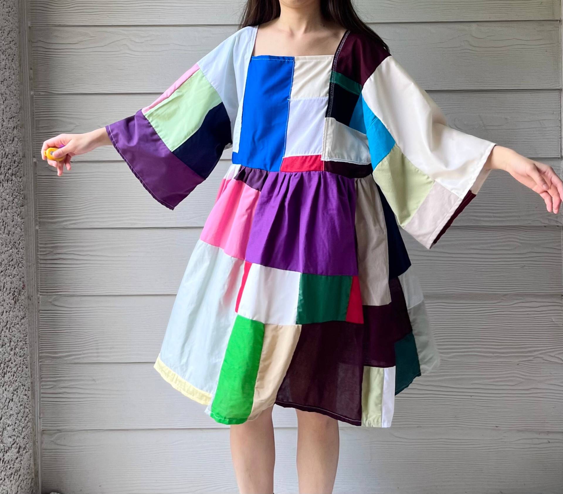 Gestepptes Patchwork Colorblock Kleid Sku 06129 von MouseDarlingCo