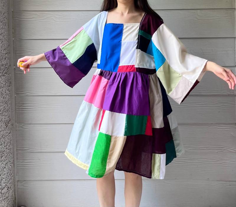 Gestepptes Patchwork Colorblock Kleid Sku 06129 von MouseDarlingCo