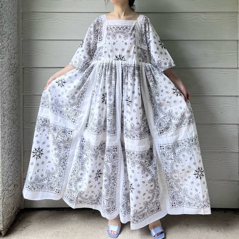 Handgemachtes Maxi Kleid Mit Bandana in Reinweiß von MouseDarlingCo
