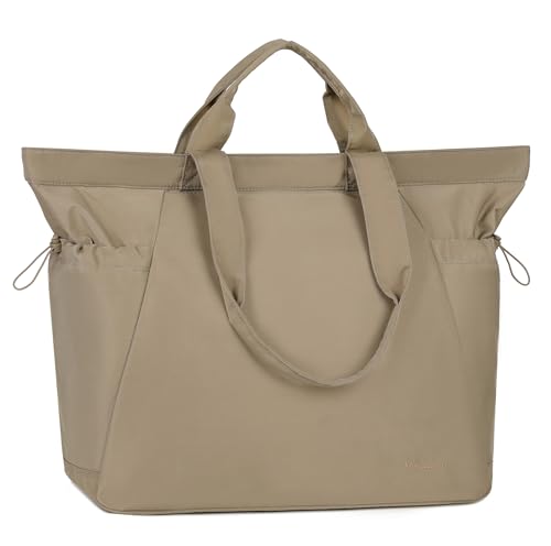 Mouteenoo Tote Bag mit Reißverschluss, Handtasche Damen, Große Schultertasche für Fitnessstudio, Arbeit, Reisen, Schule (Khaki) von Mouteenoo