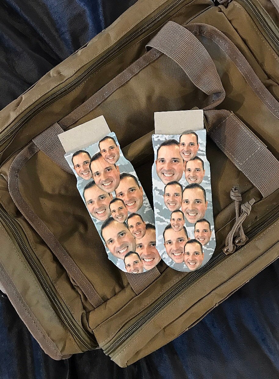 Deployment Face Socks, Personalisierte Gesichtssocken von MouthyMothers