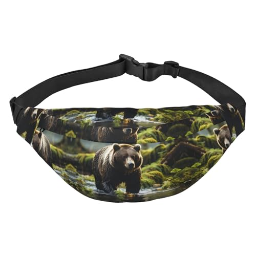 Brown Bear Pounce Stilvolle und praktische Bauchtasche für Frauen – praktische Gürteltasche für Outdoor-Aktivitäten, Laufgürteltasche,, Braunbär Pounce, Einheitsgröße von Mouxiugei