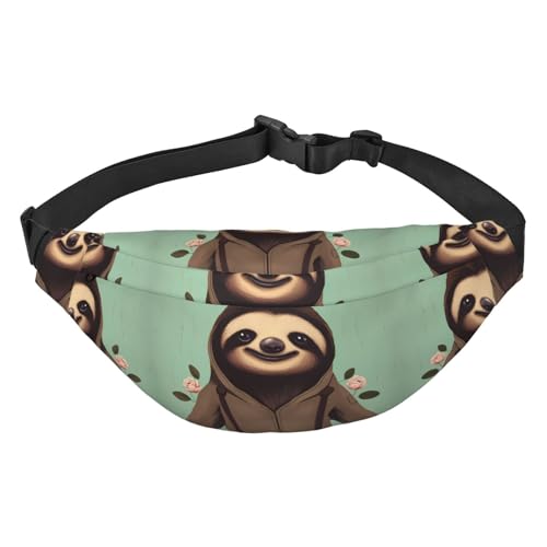 Cartoon Faultier Stilvolle und praktische Bauchtasche für Frauen – praktische Gürteltasche für Outdoor-Aktivitäten, Laufgürteltasche, Cartoon Faultier, Einheitsgröße von Mouxiugei