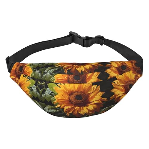 Gelbe Sonnenblume auf braunem Hintergrund, stilvolle und praktische Bauchtasche für Frauen – praktische Gürteltasche für Outdoor-Aktivitäten, Laufgürteltasche,, Gelbe Sonnenblume auf einem braunen von Mouxiugei