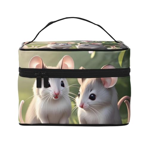 Mouse In Love tragbare Make-up-Tasche – elegante Reise-Kosmetiktasche mit großem Fassungsvermögen, Make-up-Tasche, Make-up-Tasche für Frauen, Verliebte Maus, Einheitsgröße von Mouxiugei