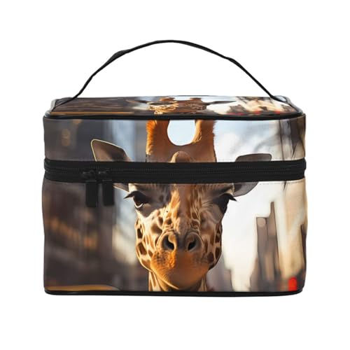 Mouxiugei City Giraffe Street tragbare Make-up-Tasche – elegante Reise-Kosmetiktasche mit großem Fassungsvermögen, Make-up-Taschen-Set, Make-up-Tasche für Frauen, Stadt Giraffe Straße, Einheitsgröße von Mouxiugei