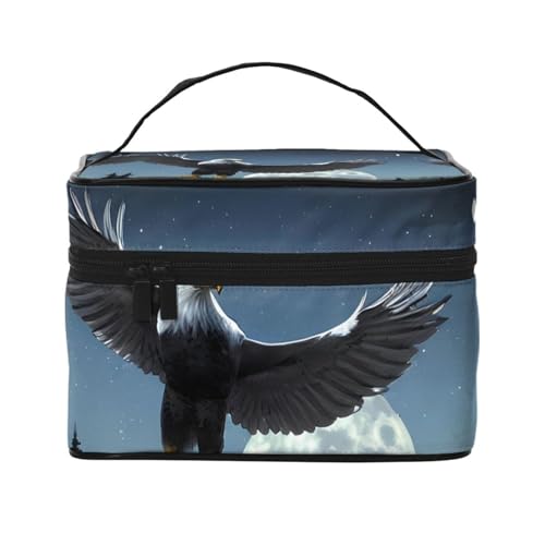 Mouxiugei Eagle Under The Stars tragbare Make-up-Tasche – elegante Reise-Kosmetiktasche mit großem Fassungsvermögen, Make-up-Taschen-Set, Make-up-Tasche für Frauen, Adler unter den Sternen, von Mouxiugei