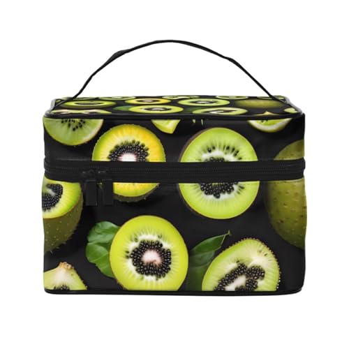 Mouxiugei Green Kiwi tragbare Make-up-Tasche – elegante Reise-Kosmetiktasche mit großem Fassungsvermögen, Make-up-Tasche, Make-up-Tasche für Damen, Grüne Kiwi, Einheitsgröße von Mouxiugei