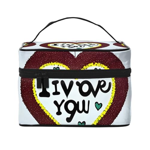 Mouxiugei Love Confessions tragbare Make-up-Tasche – elegante Reise-Kosmetiktasche mit großem Fassungsvermögen, Make-up-Taschen-Set, Make-up-Tasche für Frauen, Liebe Geständnisse, Einheitsgröße von Mouxiugei