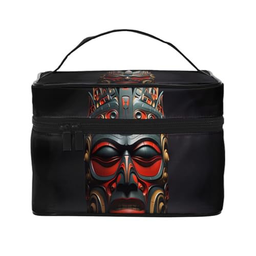 Mouxiugei Mysterious Totems tragbare Make-up-Tasche – elegante Reise-Kosmetiktasche mit großem Fassungsvermögen, Make-up-Taschen-Set, Make-up-Tasche für Frauen, Geheimnisvolle Totems, Einheitsgröße von Mouxiugei