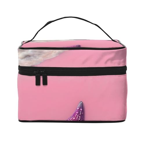 Mouxiugei Pink Sand Beach Tragbare Make-up-Tasche – Elegante Reise-Kosmetiktasche mit großem Fassungsvermögen, Make-up-Taschen-Set, Make-up-Tasche für Frauen, Rosa Sandstrand, Einheitsgröße von Mouxiugei