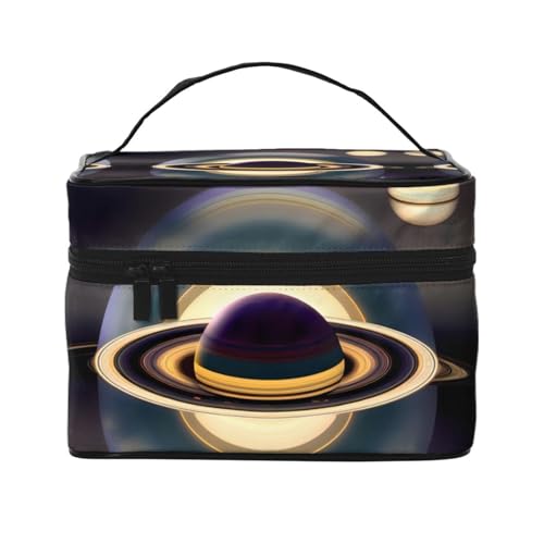 Mouxiugei Schöne Saturn tragbare Make-up-Tasche – elegante Reise-Kosmetiktasche mit großem Fassungsvermögen, Make-up-Taschen-Set, Make-up-Tasche für Frauen, Schöner Saturn, Einheitsgröße von Mouxiugei