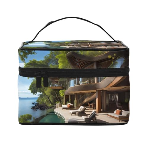 Mouxiugei Tahitian Vacation tragbare Make-up-Tasche – elegante Reise-Kosmetiktasche mit großem Fassungsvermögen, Make-up-Taschen-Set, Make-up-Tasche für Frauen, Tahitian Urlaub, Einheitsgröße von Mouxiugei