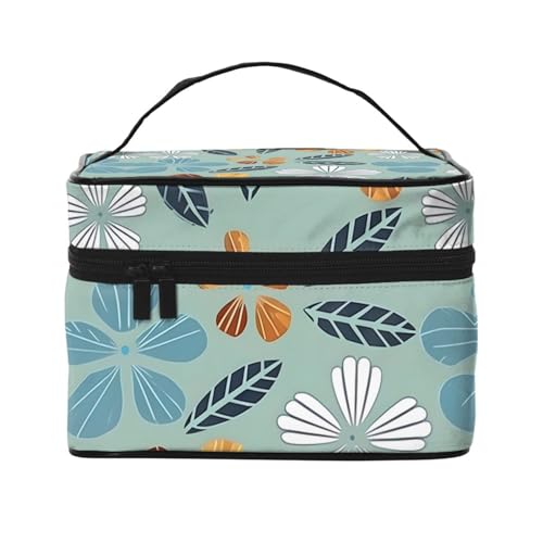 Mouxiugei Tragbare Make-up-Tasche mit Blumenmuster – elegante Reise-Kosmetiktasche mit großem Fassungsvermögen, Make-up-Tasche, Make-up-Tasche für Damen, Helles Blumenmuster, Einheitsgröße von Mouxiugei