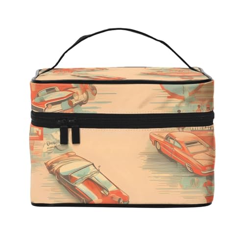 Mouxiugei Tragbare Make-up-Tasche mit Plakat-Auto, elegante Reise-Kosmetiktasche mit großem Fassungsvermögen, Make-up-Taschenset, Make-up-Tasche für Frauen, Plakat Auto, Einheitsgröße von Mouxiugei