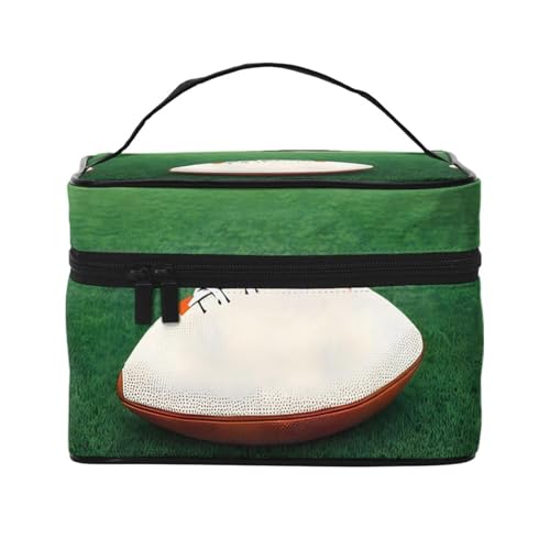 Mouxiugei Tragbare Make-up-Tasche mit Rugby-Ball, elegante Reise-Kosmetiktasche mit großem Fassungsvermögen, Make-up-Tasche für Damen, Weiß, Weißer Rugbyball, Einheitsgröße von Mouxiugei