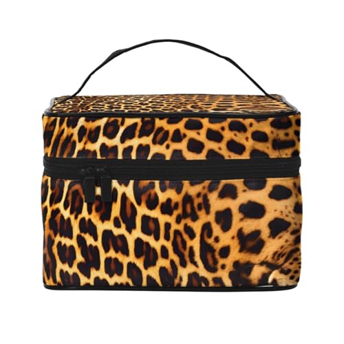 Mouxiugei Tragbare Make-up-Tasche mit Streifen auf Leoparden – elegante Reise-Kosmetiktasche mit großem Fassungsvermögen, Make-up-Taschen-Set, Make-up-Tasche für Frauen, Streifen auf Leoparden, von Mouxiugei