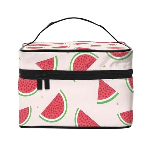 Mouxiugei Tragbare Make-up-Tasche mit Wassermelonen-Motiv, elegante Reise-Kosmetiktasche mit großem Fassungsvermögen, Make-up-Tasche, Make-up-Tasche für Damen, Rosa Wassermelone, Einheitsgröße von Mouxiugei