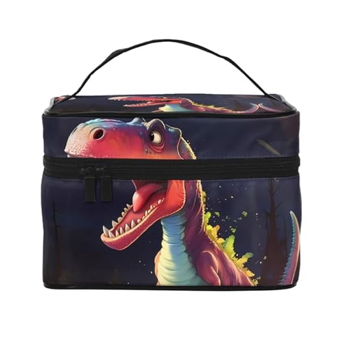 Mouxiugei Tragbare Make-up-Tasche mit großem Mund und Dinosaurier-Motiv, elegante Reise-Kosmetiktasche mit großem Fassungsvermögen, Make-up-Taschenset, Make-up-Tasche für Frauen, Großmundiger von Mouxiugei