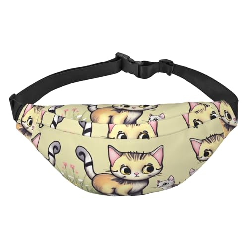 Stilvolle und praktische Bauchtasche für Frauen mit Katze und Schmetterling, praktische Gürteltasche für Outdoor-Aktivitäten, Laufgürteltasche,, Katze und Schmetterling, Einheitsgröße von Mouxiugei