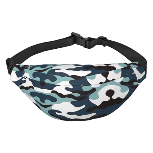 Stilvolle und praktische Gürteltasche für Damen, Marine-Camouflage, praktische Gürteltasche für Outdoor-Aktivitäten, Laufgürteltasche,, Marine Camouflage, Einheitsgröße von Mouxiugei