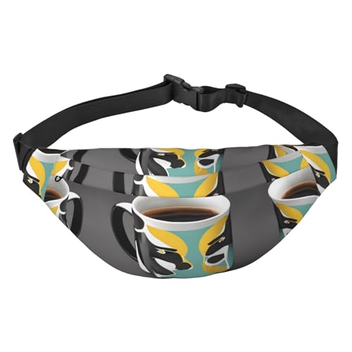 Tasse Kaffee stilvolle und praktische Bauchtasche für Frauen – praktische Gürteltasche für Outdoor-Aktivitäten, Laufgürteltasche, Tasse Kaffee, Einheitsgröße von Mouxiugei