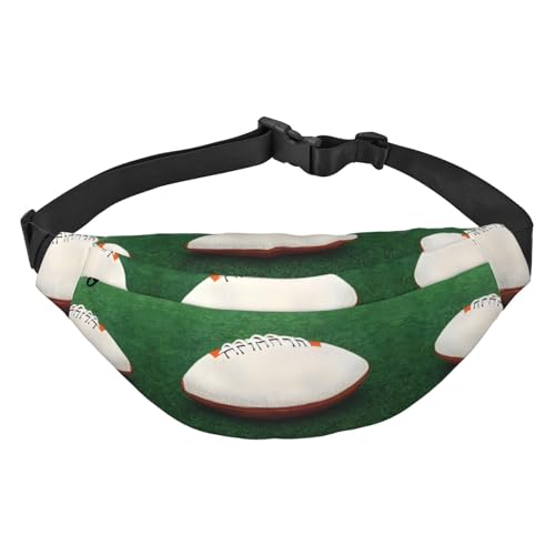 Weißer Rugbyball, stilvolle und praktische Bauchtasche für Frauen – praktische Gürteltasche für Outdoor-Aktivitäten, Laufgürteltasche, Weißer Rugbyball, Einheitsgröße von Mouxiugei