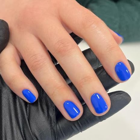 MouYou Press on Nails Kurz,Square Einfarbig Kobaltblau Fake Nails Full Cover Kunstnägel mit Nagelkleber,Eckig Cobalt Blue Solid Color Acryl Künstliche Fingernägel für Frauen von Mouyou