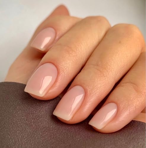 MouYouGlow Press on Nails Kurz,Square Sheer Nude Fake Nails Full Cover Kunstnägel mit Nagelkleber,Eckig Nudefarben Hautfarbe Acryl Künstliche Fingernägel für Frauen & Mädchen … von MouyouGlow
