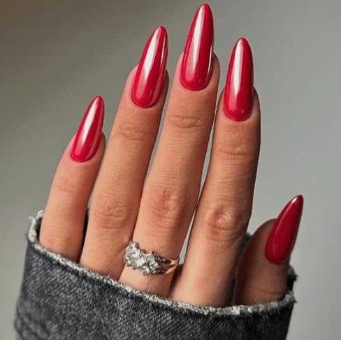 MouyouGlow Press on Nails Kurz,Almond Rot Solid Glazed Donut Hailey Bieber Weihnachten Christmas XMAS Neujahr Fake Nails mit Nagelkleber,New Year Red Chrome Künstliche Fingernägel MouyouGlow Press on Nails Kurz,Almond Rot Solid Glazed Donut Hailey Bieber Weihnachten Christmas XMAS Neujahr Fake Nails mit Nagelkleber,New Year Red Chrome Künstliche Fingernägel von MouyouGlow