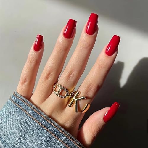 MouyouGlow Press on Nails Kurz,Ballerina Weihnachten Rot Plain Christmas Fake Nails Kunstnägel mit Nagelkleber,New Year Wine Red XMAS Neujahr Künstliche Fingernägel von MouyouGlow