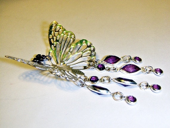 Christmasinjuly , Verkauf, Silber Schmetterling Anhänger Mit Lila Amethyst Kristall Baumelt, Natur Christmasinjuly , Verkauf, Silber Schmetterling Anhänger Mit Lila Amethyst Kristall Baumelt, Natur von MovableArt