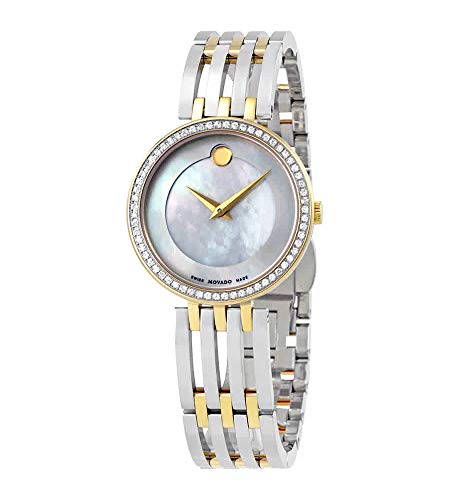 Movado 0607085 Damen Esperanza Edelstahl & Gelb PVC Set Gehäuse mit weißem Perlmutt-Zifferblatt auf einem Armband aus von Movado