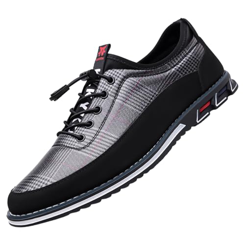 Herren-Lederschuh, leger, Golfschuhe, Herren-Loafer, bruchsicher, rutschfest, leichte Sportschuhe, H1988 Schwarz, 38 2/3 EU von Movefad
