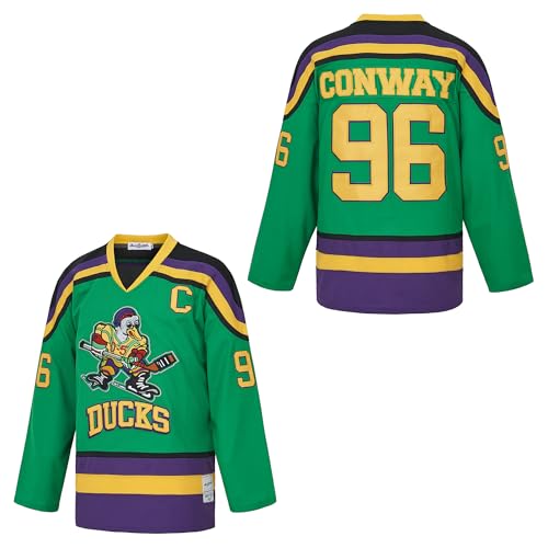 Herren Mighty Ducks Trikot #96 Charlie Conway #99 Adam Banks #33 Greg Goldberg Movie Eishockey-Trikot, 96-Grün, Mittel von Movie Baseball