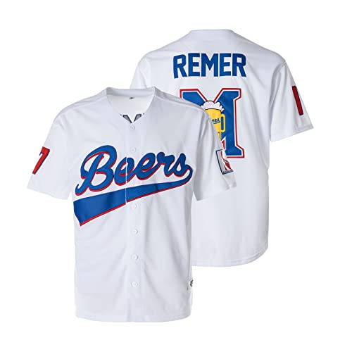Genähtes Doug Remer Biertrikot Joe Cooper 44# 17# Film-Baseballtrikots für Herren, Größe S-3XL, 17, X-Groß von Movie Football